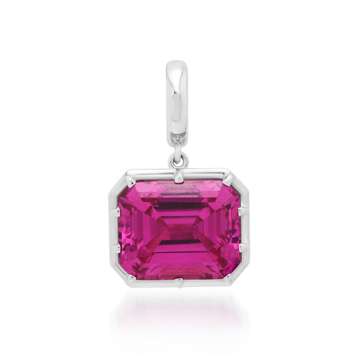 Lab Grown Emerald Cut Pink Sapphire Georgian Set Charm