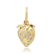 Ripe with Diamonds Tiny Strawberry Charm - 14k yellow gold