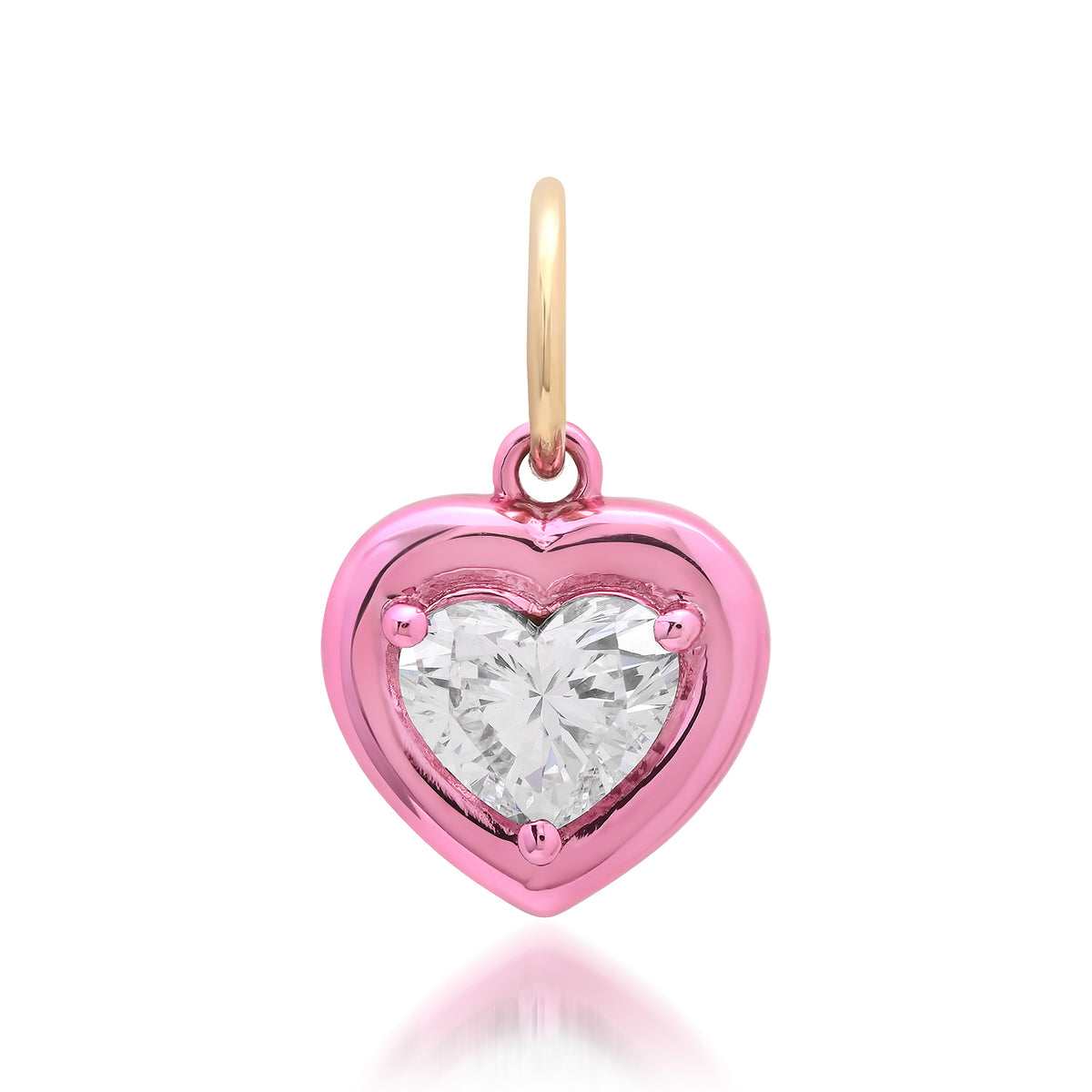 Lab Grown Diamond Heart Charm with Chunky Rhodium Bezel