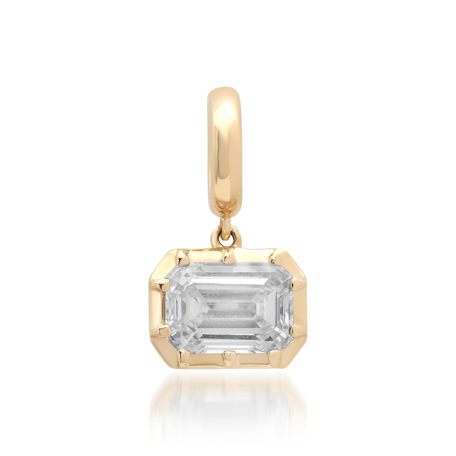 Lab Grown Emerald Cut Diamond Claw Prong Charm
