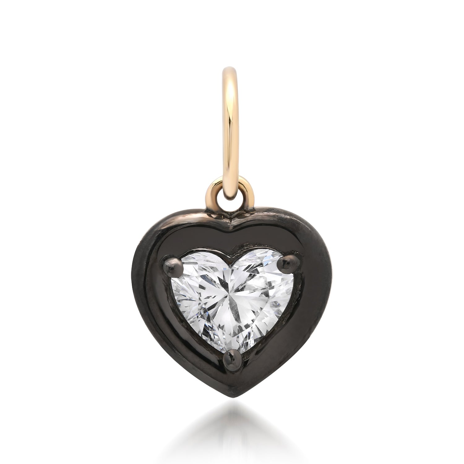 Lab Grown Diamond Heart Charm with Chunky Rhodium Bezel