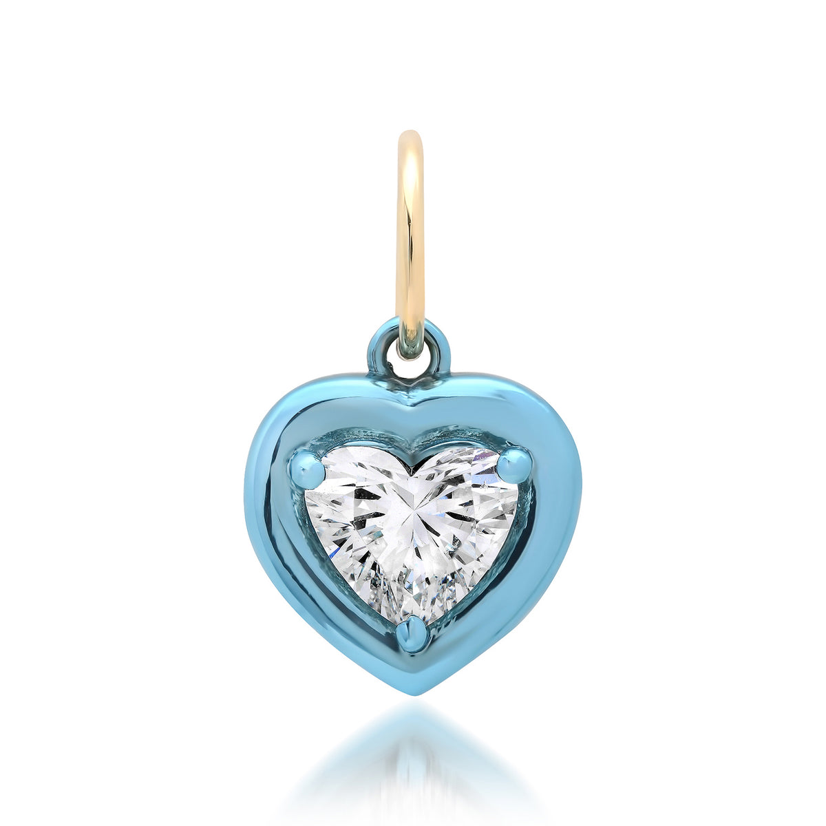 Lab Grown Diamond Heart Charm with Chunky Rhodium Bezel