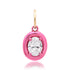 Lab Grown Oval Diamond Charm with Chunky Pink Rhodium Bezel