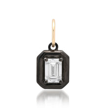 Lab Grown Emerald Cut Diamond Charm with Chunky Rhodium Bezel