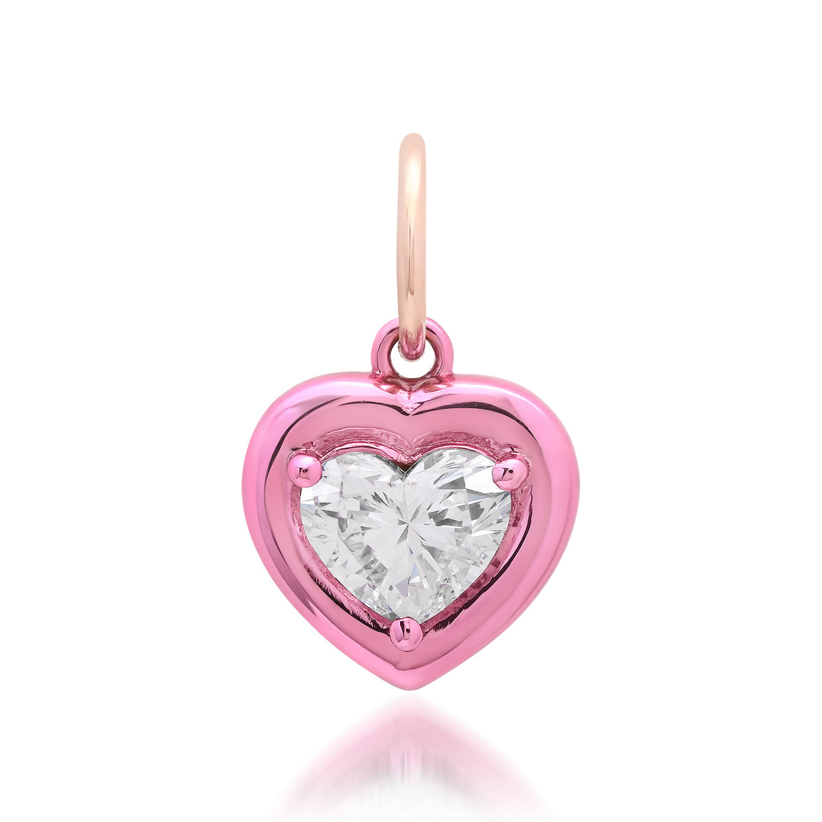 Lab Grown Diamond Heart Charm with Chunky Rhodium Bezel
