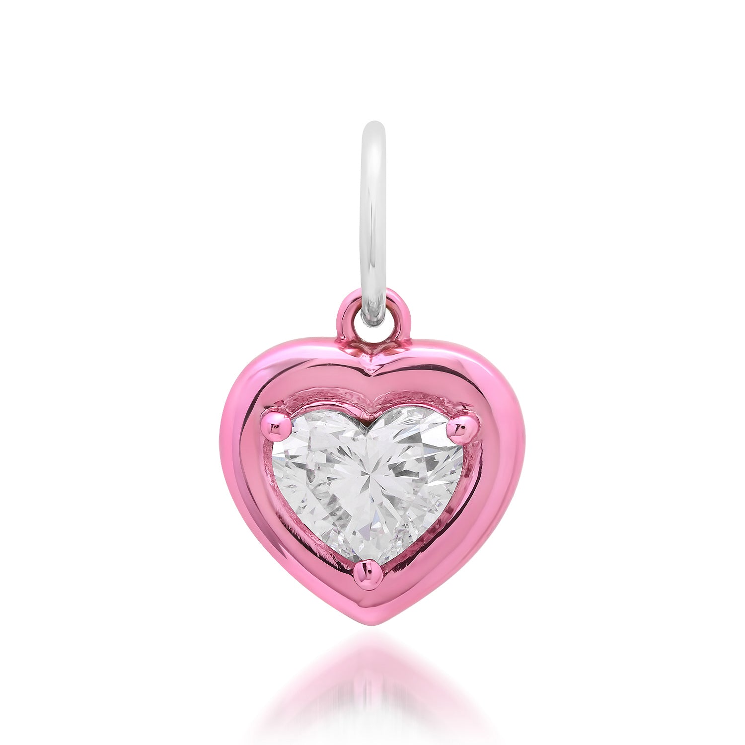 Lab Grown Diamond Heart Charm with Chunky Rhodium Bezel