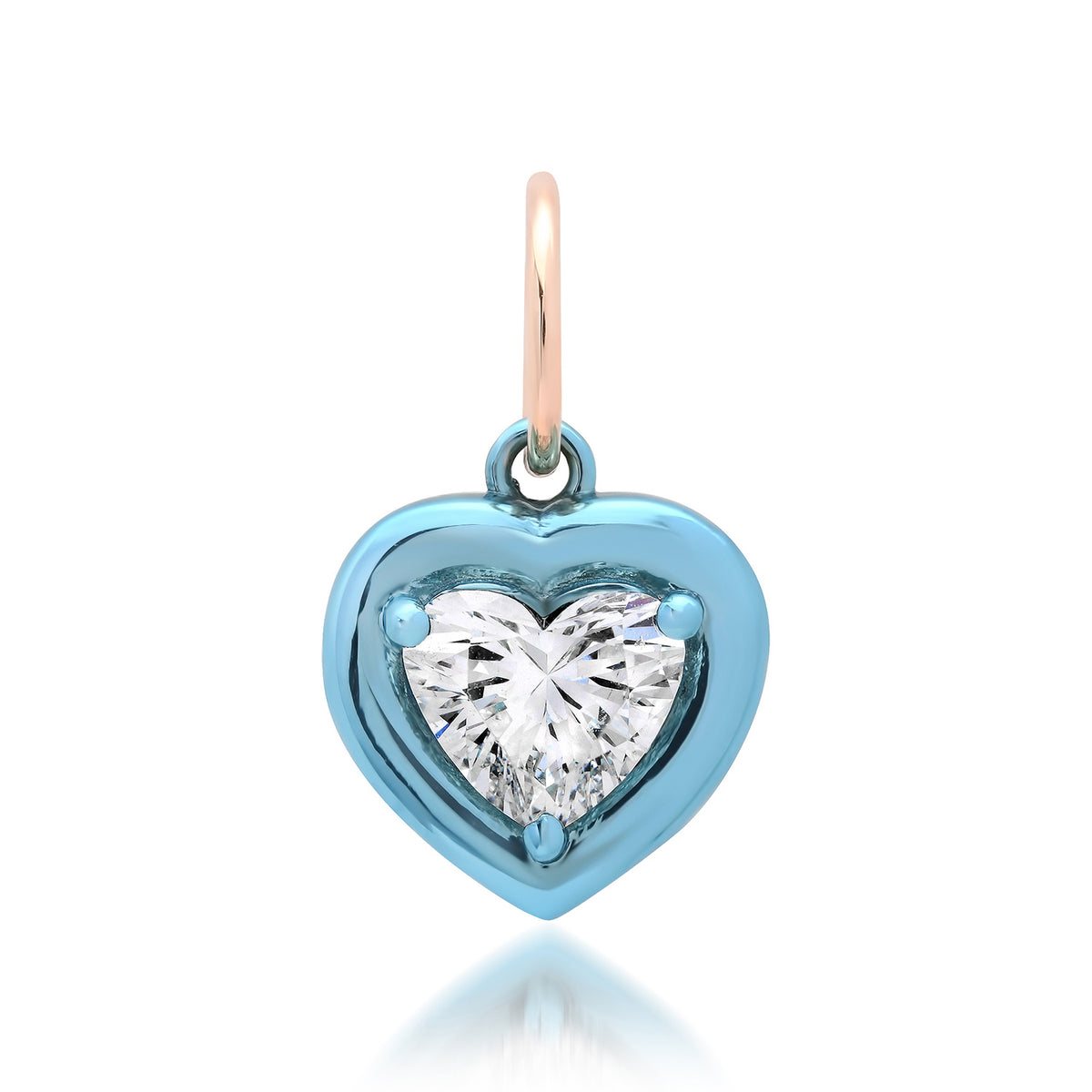 Lab Grown Diamond Heart Charm with Chunky Rhodium Bezel