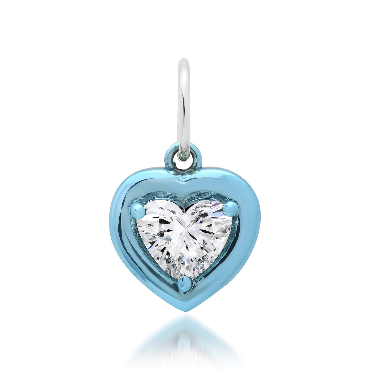 Lab Grown Diamond Heart Charm with Chunky Rhodium Bezel