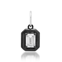 Lab Grown Emerald Cut Diamond Charm with Chunky Rhodium Bezel