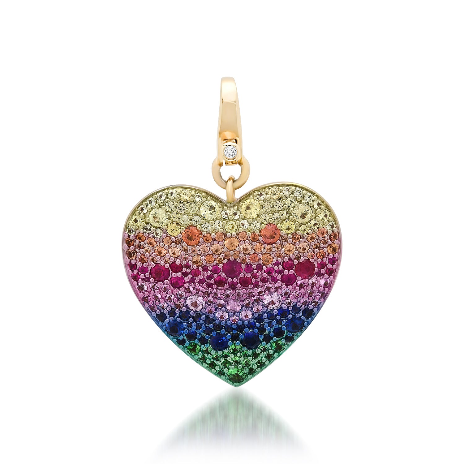 Rainbow Mixed Gemstone Statement Heart Charm