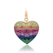 Rainbow Mixed Gemstone Statement Heart Charm