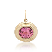 Oval Pink Tourmaline Charm with Fluted Gold Bezel