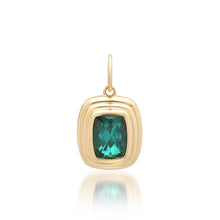 Green Tourmaline Charm with Fluted Gold Bezel