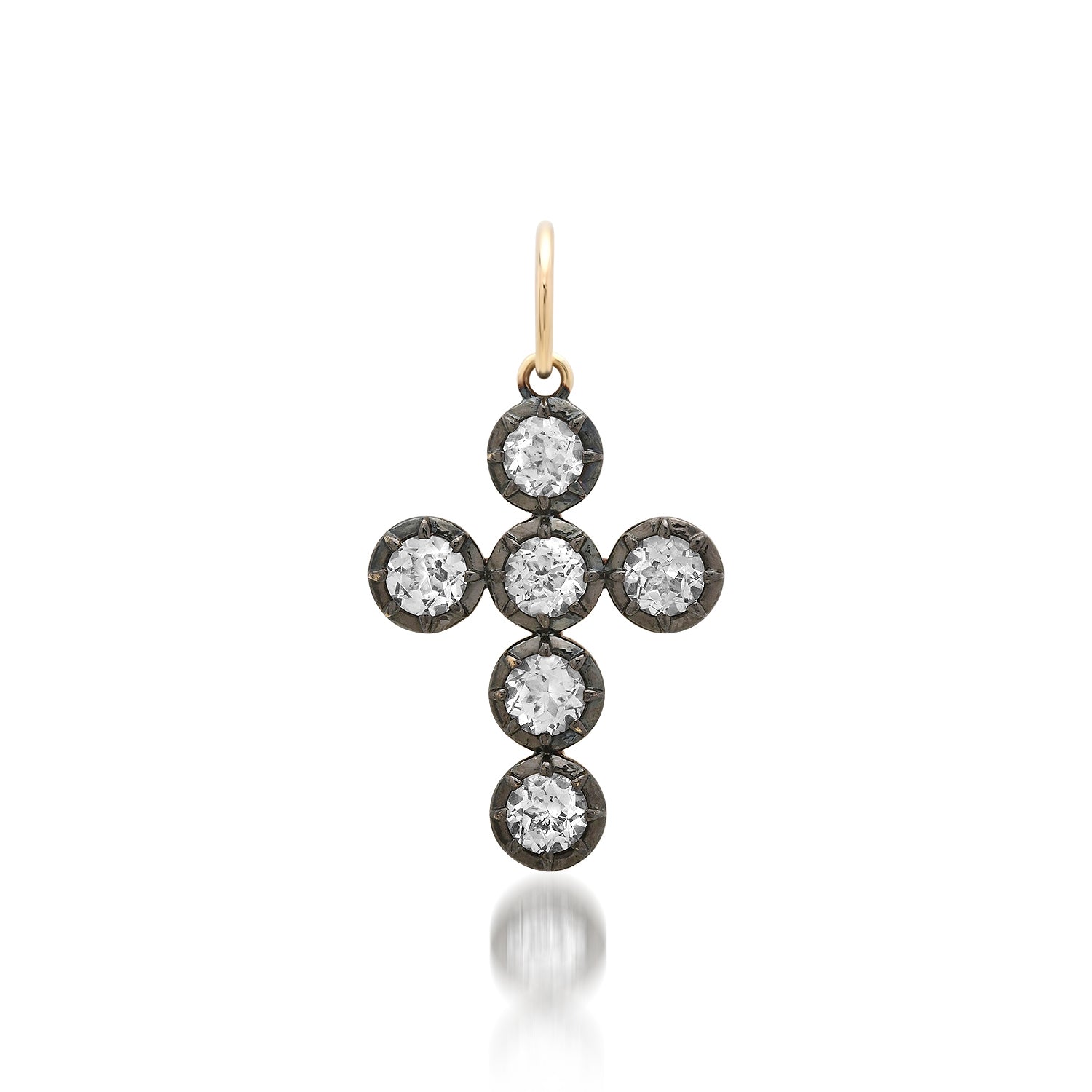 White Topaz & Black Rhodium Bezel Cross Charm