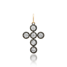 White Topaz & Black Rhodium Bezel Cross Charm
