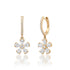 Diamond Daisy Drop Huggie Hoop Earrings