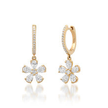Diamond Daisy Drop Huggie Hoop Earrings