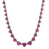 Petite Graduated Glass Filled Ruby Heart Tennis Necklace with Black Rhodium