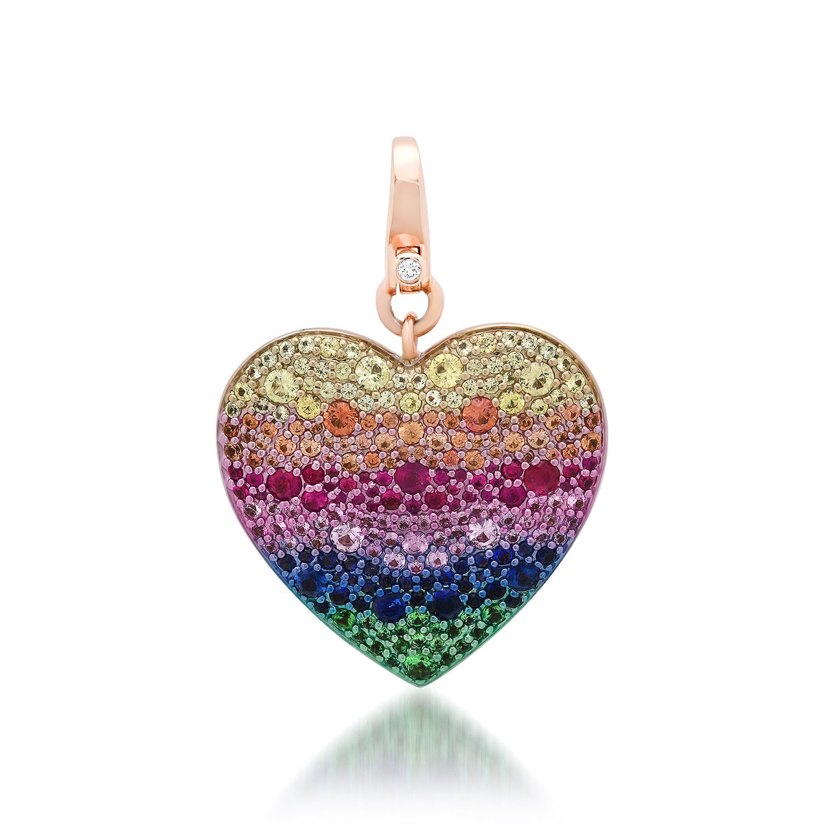 Rainbow Mixed Gemstone Statement Heart Charm