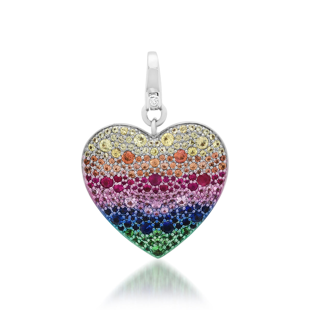 Rainbow Mixed Gemstone Statement Heart Charm