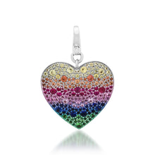 Rainbow Mixed Gemstone Statement Heart Charm