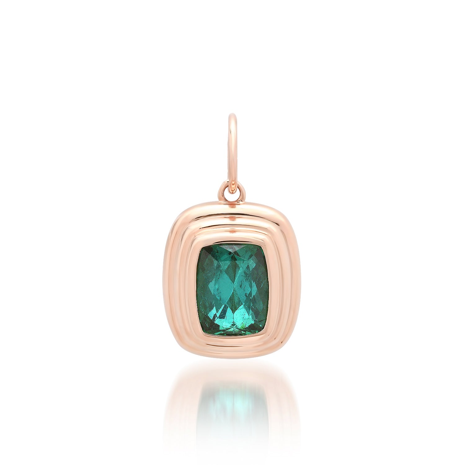 Green Tourmaline Charm with Fluted Gold Bezel