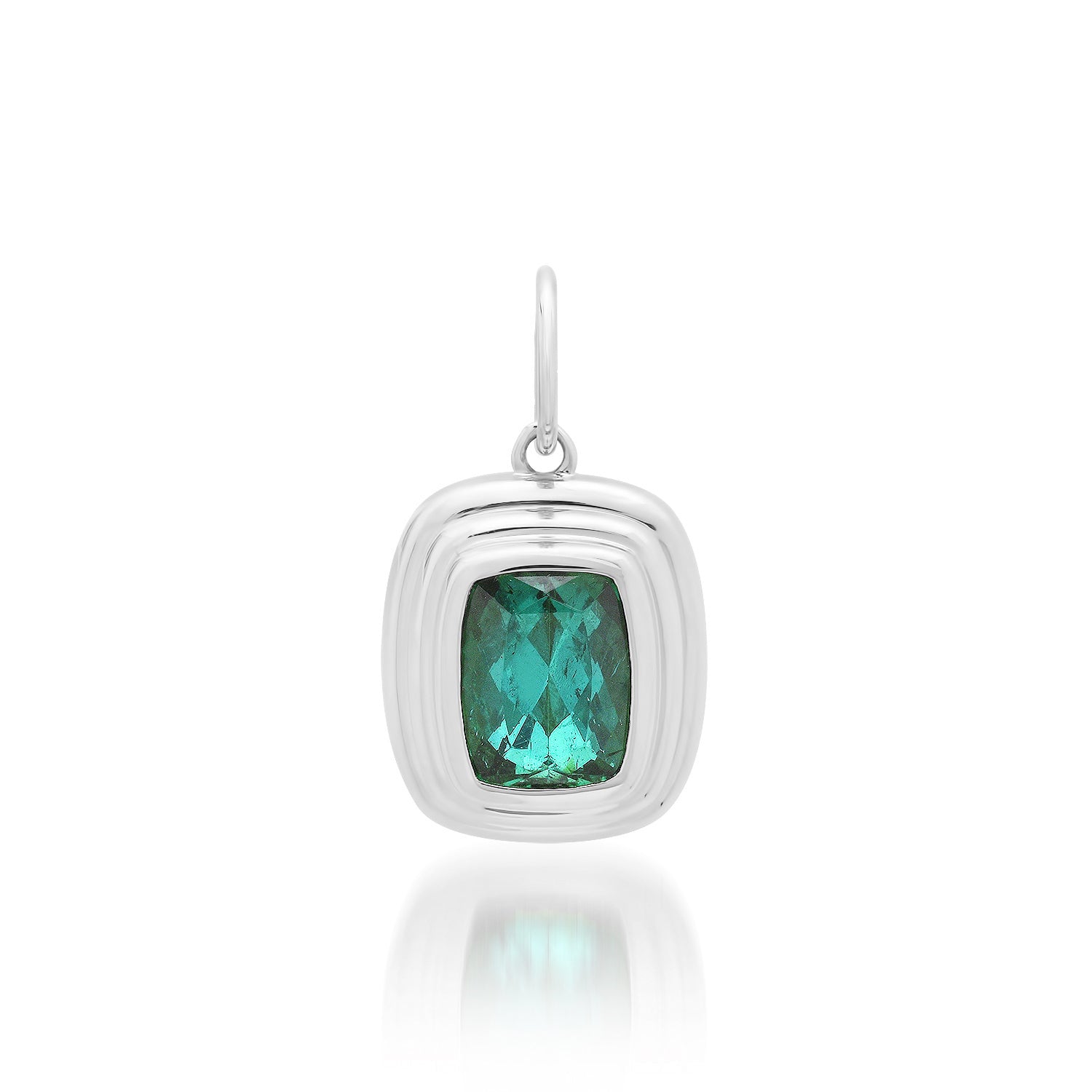 Green Tourmaline Charm with Fluted Gold Bezel