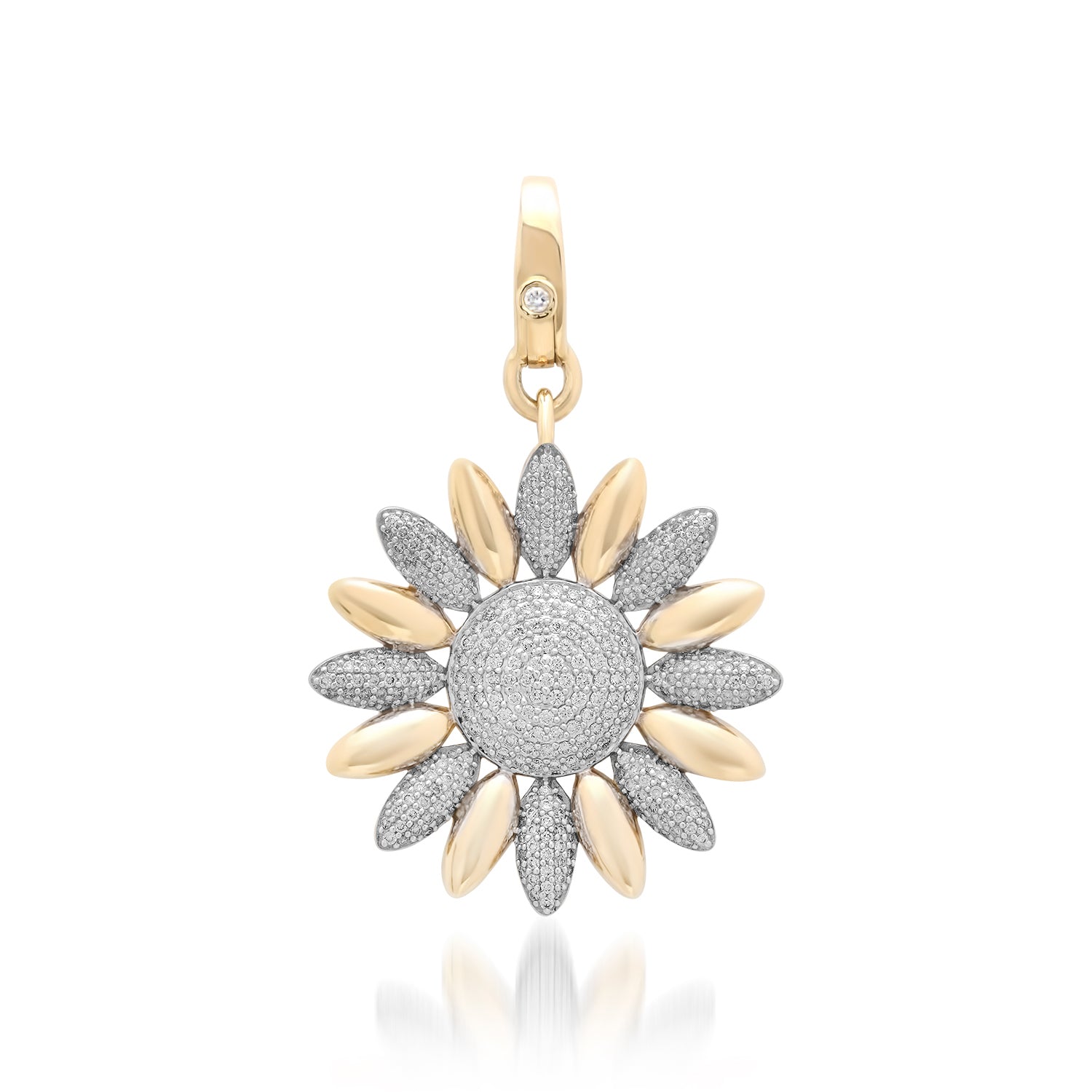 Statement Pave Diamond & Gold Alternating Sunflower Charm