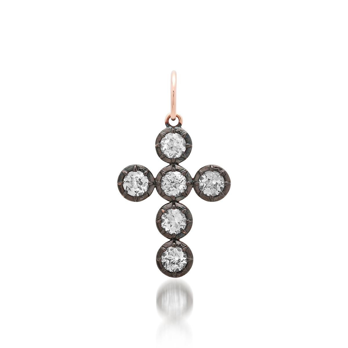 White Topaz & Black Rhodium Bezel Cross Charm