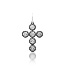 White Topaz & Black Rhodium Bezel Cross Charm