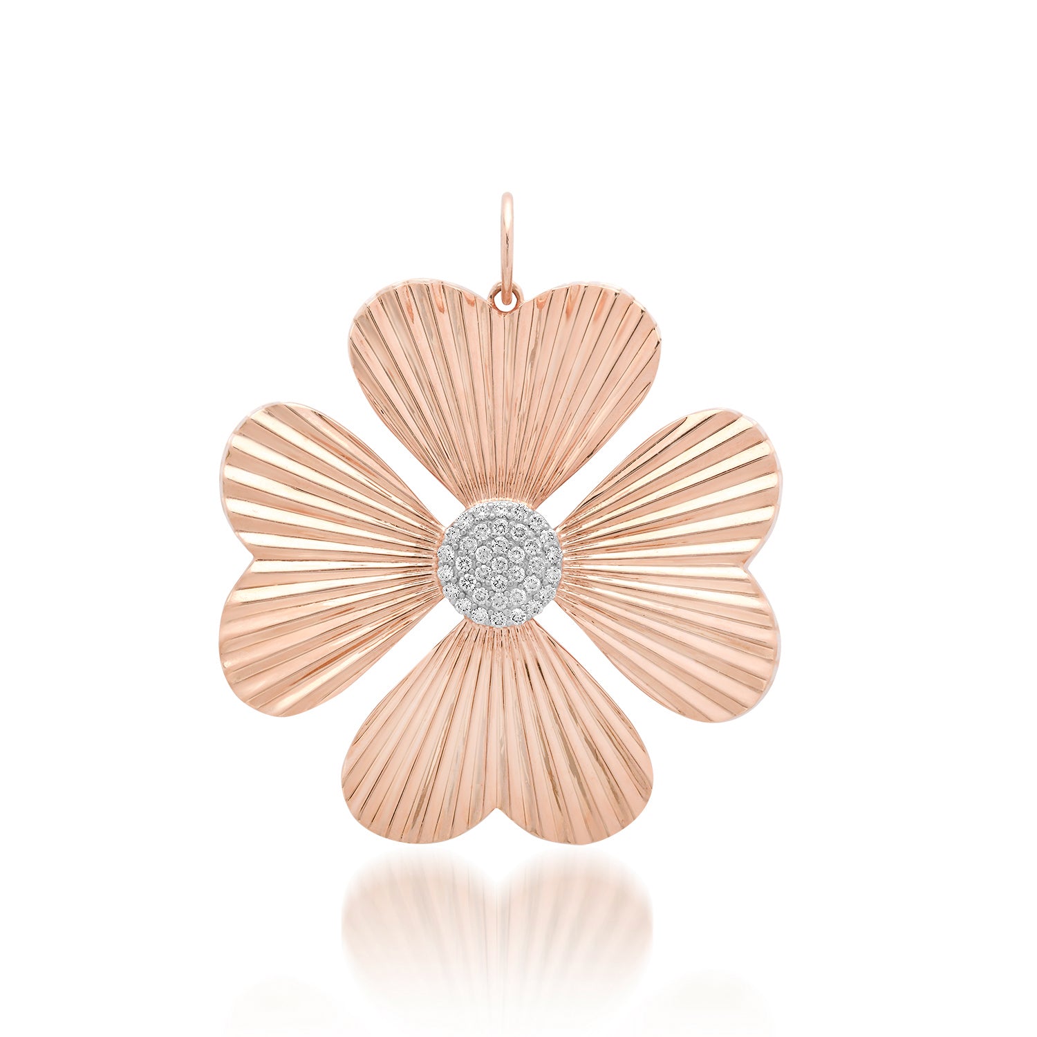 Jumbo Pave Diamond & Fluted Gold Clover Charm