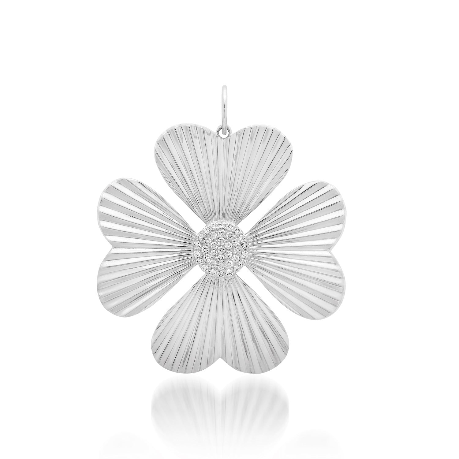 Jumbo Pave Diamond & Fluted Gold Clover Charm