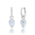 Diamond Huggie Hoop Moonstone Drop Earrings