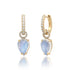 Diamond Huggie Hoop Moonstone Drop Earrings