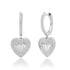 Diamond Huggie Hoop Heart Drop Earrings