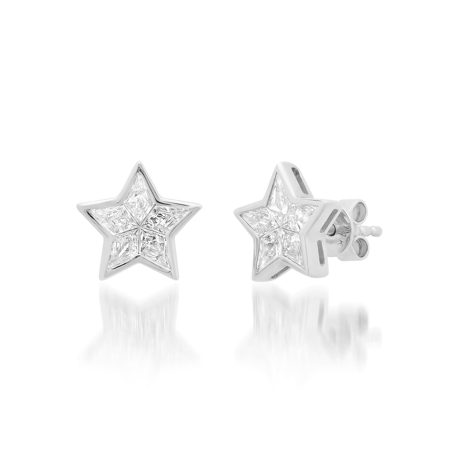 Diamond Cut Diamond Star Stud Earrings