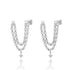 Double Pierce Diamond  Drape Earrings