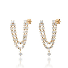 Double Pierce Diamond  Drape Earrings