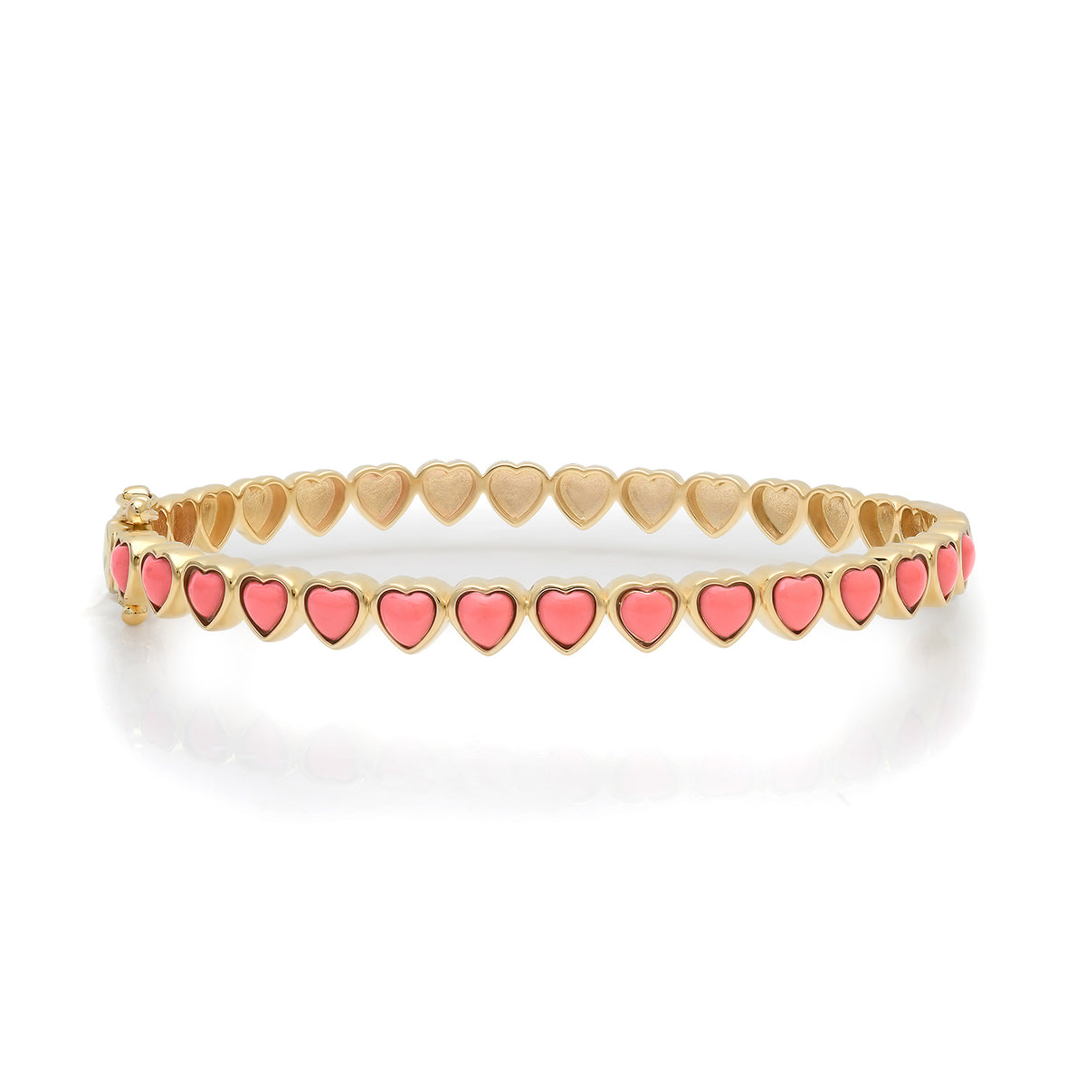 Turquoise or Coral Endless Hearts Bangle Bracelet
