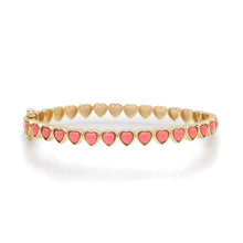 Turquoise or Coral Endless Hearts Bangle Bracelet
