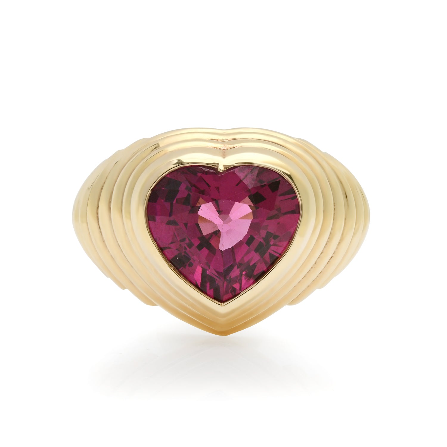 One of a Kind Rhodolite Kick Back Heart Ring