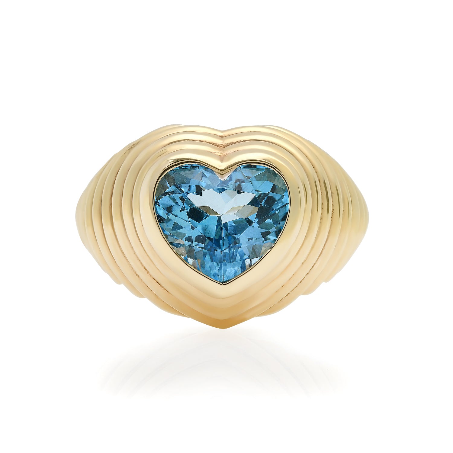 One of a Kind Blue Topaz Kick Back Heart Ring