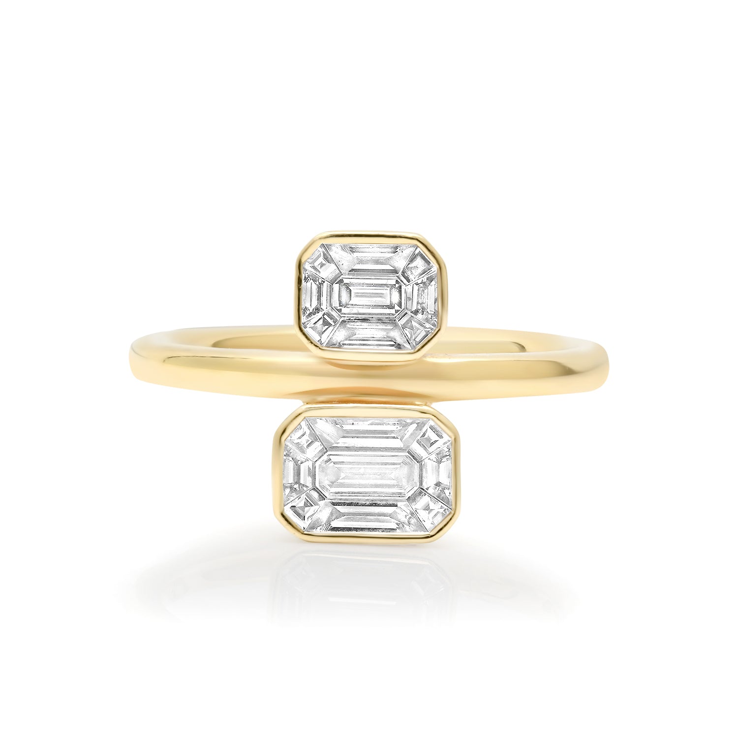 Vertical Two Stone Diamond Illusion Ring