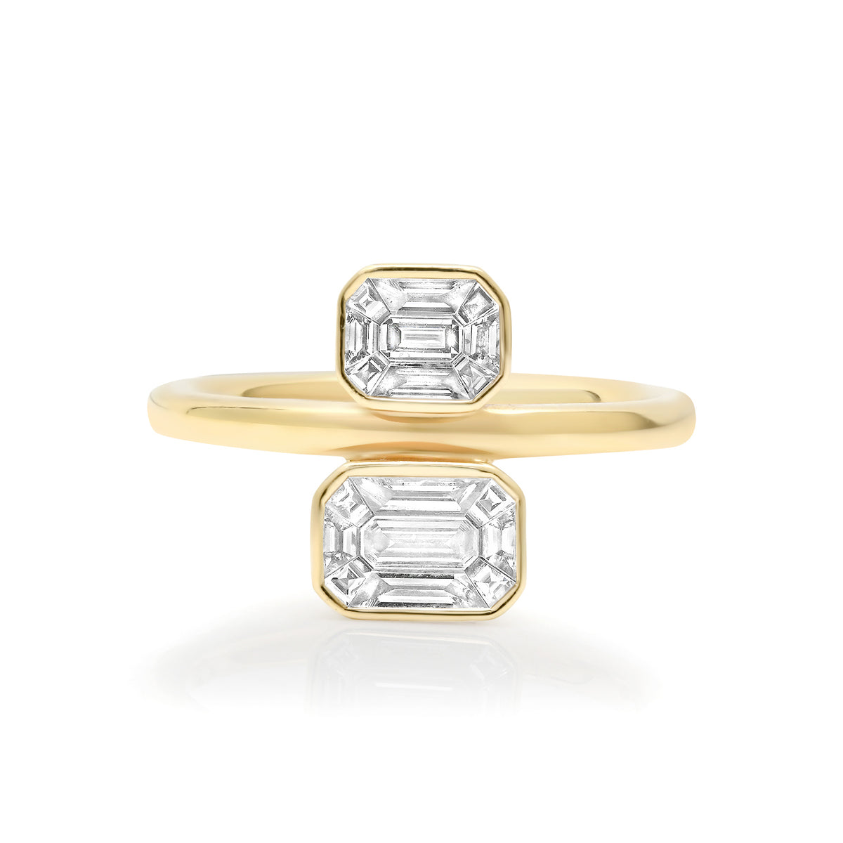 Vertical Two Stone Diamond Illusion Ring