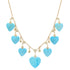 Carved Turquoise Hears & Diamond Dangle Necklace