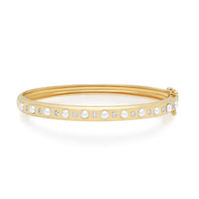 Skinny Pearl & Diamond Bangle Bracelet