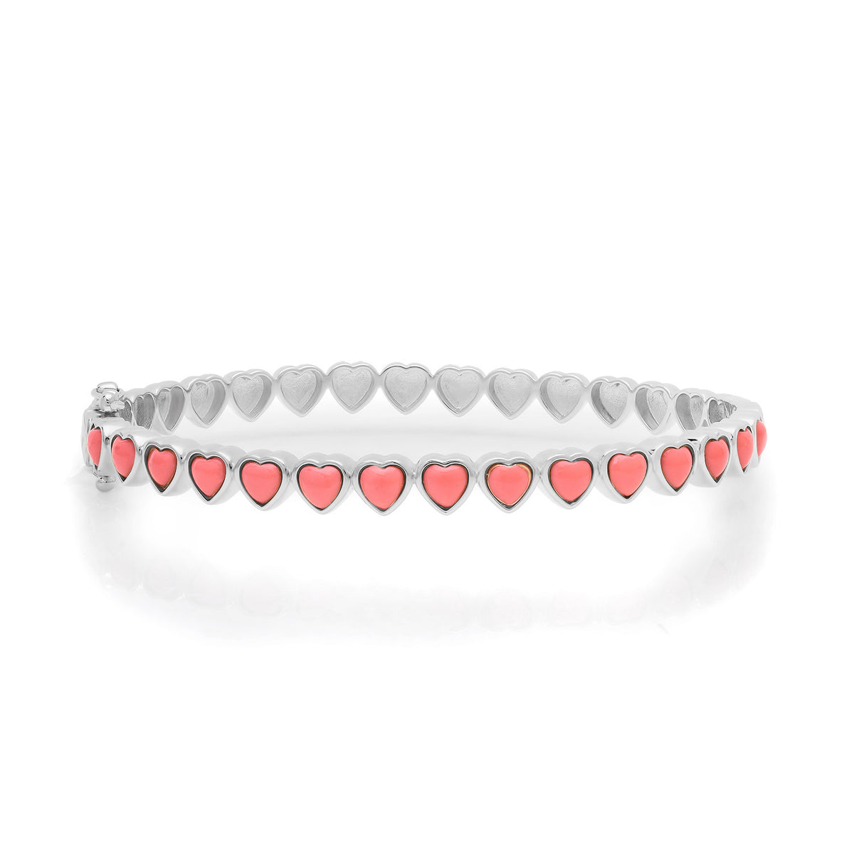 Turquoise or Coral Endless Hearts Bangle Bracelet