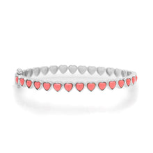 Turquoise or Coral Endless Hearts Bangle Bracelet