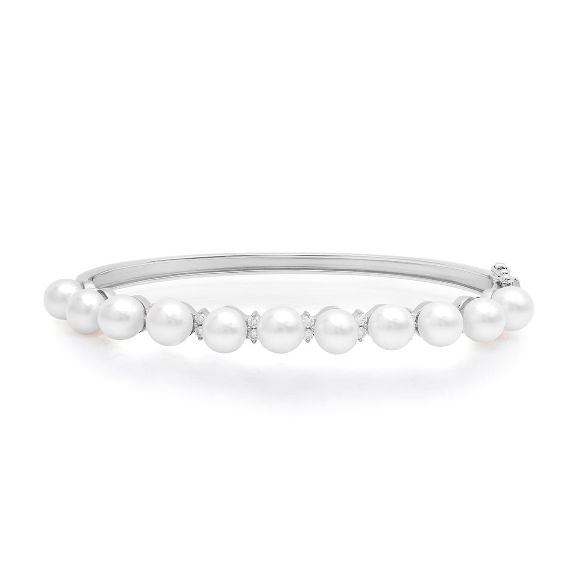 Pops of Pearl & Diamond Bangle Bracelet