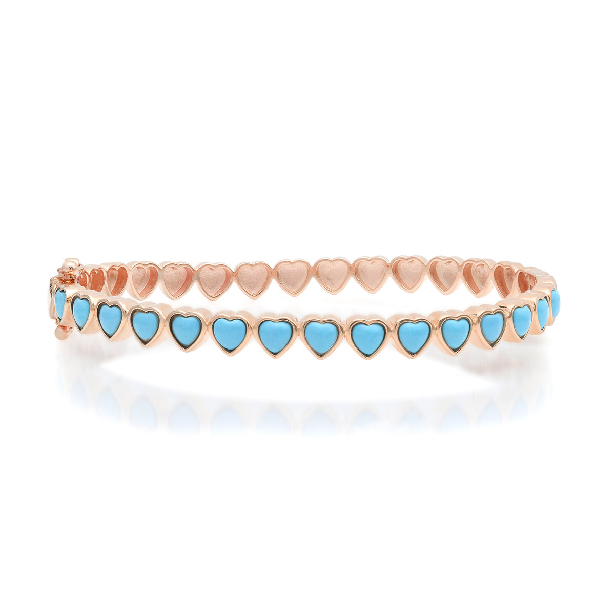 Turquoise or Coral Endless Hearts Bangle Bracelet